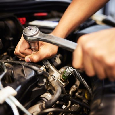 Person,,Hands,And,Mechanic,With,Spanner,For,Fixing,Engine,And